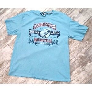Harley Davidson Motorcycle Biker Tee T Shirt Blue Hillbilly Gatlinburg TN XL USA
